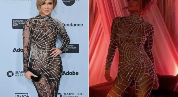 Jennifer Lopez Keeps Method Dressing Sexy in Second-Skin Spiderweb Catsuit at Kiss of the Spider Woman Afterparty