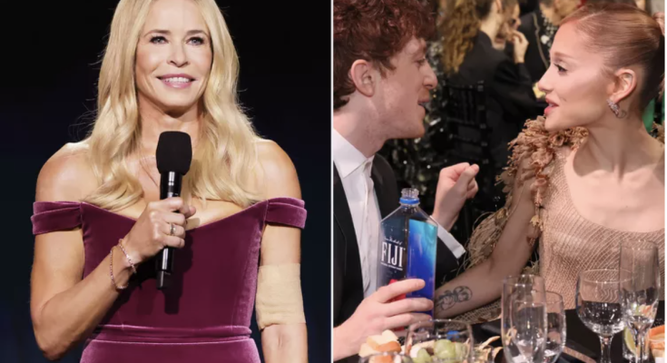 Ariana Grande and Ethan Slater Awkwardly React to Chelsea Handler's Critics Choice Joke She 'Found Love with a Munchkin'