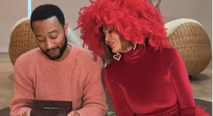 Chrissy Teigen and John Legend Sing to the Ashes of Their Late Dog Penny in Sweet Valentine's Day Video