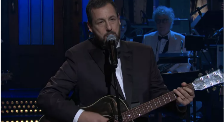 Adam Sandler Tears Up Mentioning Chris Farley and Norm Macdonald During Musical Tribute at SNL's 50th Special