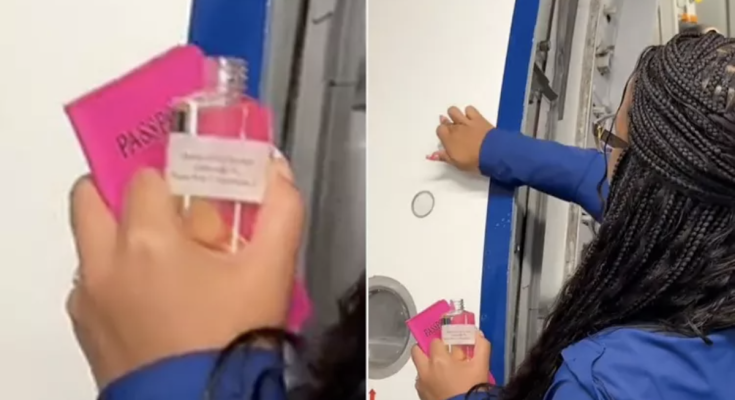 Woman Goes Viral for Using Holy Oil to Bless Plane Before Boarding, Sparking Mixed Reactions from Travelers 