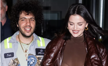 Selena Gomez Is All Smiles as She Steps Out in Sheer Shirt with Fiancé Benny Blanco